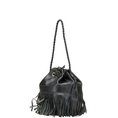 ジェイアンドエムデヴィッドソン カーニバルL フリンジ ショルダーバッグ ブラック レザー レディース J&M Davidson 【中古】