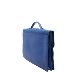 デルヴォー カルターブル プレス ビジネスバッグ ブリーフケース 書類バッグ ブルー レザー メンズ DELVAUX 【中古】