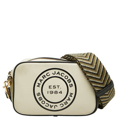 マークジェイコブス 斜め掛け ロゴ ショルダーバッグ カメラバッグ アイボリー カーキ レザー レディース MARC JACOBS 【中古】