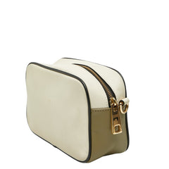 マークジェイコブス 斜め掛け ロゴ ショルダーバッグ カメラバッグ アイボリー カーキ レザー レディース MARC JACOBS 【中古】