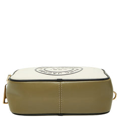 マークジェイコブス 斜め掛け ロゴ ショルダーバッグ カメラバッグ アイボリー カーキ レザー レディース MARC JACOBS 【中古】