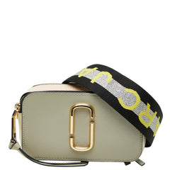 マークジェイコブス ザ スナップショット 斜め掛け ショルダーバッグ グレー ベージュ系 レザー キャンバス レディース MARC JACOBS 【中古】