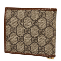 グッチ GGスプリーム マネークリップ 二つ折り財布 700686 ベージュ ブラウン PVC レザー レディース GUCCI 【中古】