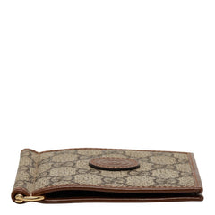グッチ GGスプリーム マネークリップ 二つ折り財布 700686 ベージュ ブラウン PVC レザー レディース GUCCI 【中古】