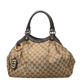 グッチ GGキャンバス スーキー ハンドバッグ トートバッグ 211944 ベージュ ブラウン キャンバス レザー レディース GUCCI 【中古】
