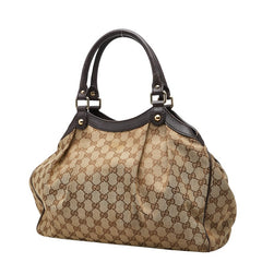 グッチ GGキャンバス スーキー ハンドバッグ トートバッグ 211944 ベージュ ブラウン キャンバス レザー レディース GUCCI 【中古】