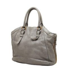 プラダ ロゴ トートバッグ ショルダーバッグ 2WAY BN1695 シルバー グレー レザー レディース PRADA 【中古】