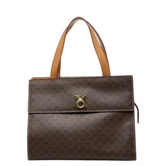 セリーヌ マカダム ハンドバッグ ブラウン PVC レザー レディース CELINE 【中古】