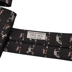 エルメス 馬柄 ネクタイ シルク100% ブラック シルク メンズ HERMES 【中古】