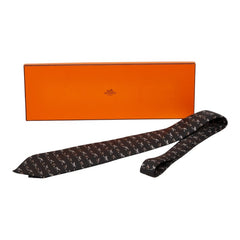 エルメス 馬柄 ネクタイ シルク100% ブラック シルク メンズ HERMES 【中古】