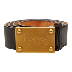 ルイ ヴィトン ユタ サンチュール アヴァントゥール ベルト サイズ100/40 M6811U ダークブラウン レザー メンズ LOUIS VUITTON 【中古】