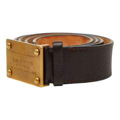 ルイ ヴィトン ユタ サンチュール アヴァントゥール ベルト サイズ100/40 M6811U ダークブラウン レザー メンズ LOUIS VUITTON 【中古】
