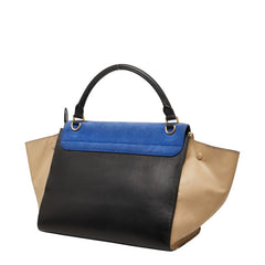 セリーヌ トラペーズ ハンドバッグ ショルダーバッグ 2WAY トリコロール ブルー ブラック ベージュ スウェード レザー レディース CELINE 【中古】