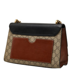 グッチ GGスプリーム パドロック チェーン ショルダーバッグ 409486 ベージュ ブラック レザー PVC レディース GUCCI 【中古】