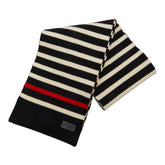 サンローラン ボーダー マフラー ブラック ホワイト レッド ウール レディース SAINT LAURENT 【中古】