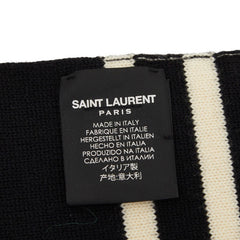 サンローラン ボーダー マフラー ブラック ホワイト レッド ウール レディース SAINT LAURENT 【中古】
