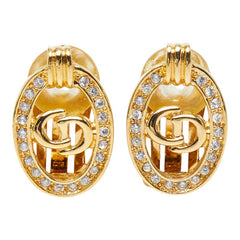 ディオール CDロゴ イヤリング ゴールド メッキ ラインストーン レディース Dior 【中古】
