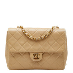 シャネル マトラッセ ココマーク チェーン ショルダーバッグ ベージュ ラムスキン レディース CHANEL 【中古】