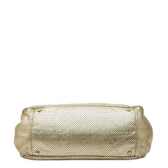 シャネル 2.55 アコーディオン チェーン ショルダーバッグ パンチング ゴールド レザー レディース CHANEL 【中古】