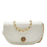 シャネル ココマーク ハーフムーン チェーン ショルダーバッグ ホワイト ラムスキン レディース CHANEL 【中古】