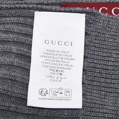グッチ ロゴ ニット リブ スカーフ マフラー 812378 グレー ウール カーフ レディース GUCCI 【中古】