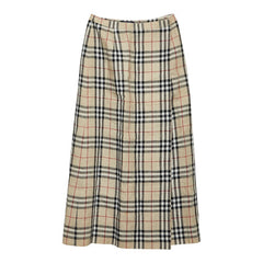 バーバリー ノバチェック ロング ラップ スカート サイズ38 三陽商会 ベージュ リネン キュプラ レディース BURBERRY 【中古】