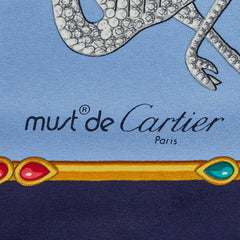 カルティエ ジュエリー 宝石 動物 モチーフ スカーフ ブルー マルチカラー シルク レディース CARTIER 【中古】