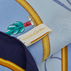 カルティエ ジュエリー 宝石 動物 モチーフ スカーフ ブルー マルチカラー シルク レディース CARTIER 【中古】
