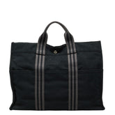 エルメス フールトゥMM トートバッグ ハンドバッグ ブラック グレー キャンバス レディース HERMES 【中古】