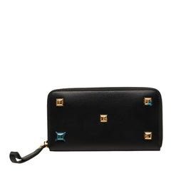 サルヴァトーレフェラガモ スタッズ ガンチーニ ラウンドファスナー 長財布 ブラック レザー レディース Salvatore Ferragamo 【中古】