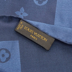 ルイ ヴィトン モノグラム スカーフ ネイビー シルク レディース LOUIS VUITTON 【中古】