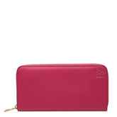 ロエベ アナグラム ラウンドファスナー 長財布 ピンク レザー レディース LOEWE 【中古】