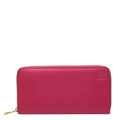 ロエベ アナグラム ラウンドファスナー 長財布 ピンク レザー レディース LOEWE 【中古】