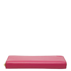ロエベ アナグラム ラウンドファスナー 長財布 ピンク レザー レディース LOEWE 【中古】