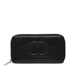 シャネル ココマーク ラウンドファスナー 長財布 ブラック キャビアスキン レディース CHANEL 【中古】