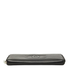 シャネル ココマーク ラウンドファスナー 長財布 ブラック キャビアスキン レディース CHANEL 【中古】