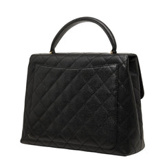 シャネル ココマーク マトラッセ ハンドバッグ トップハンドル ブラック ゴールド金具 キャビアスキン レディース CHANEL 【中古】