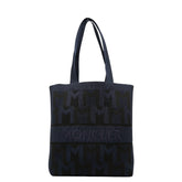 モンクレール ロゴ トートバッグ ショルダーバッグ ネイビー ブラック ニット レディース MONCLER 【中古】