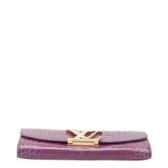 ルイ ヴィトン ポルトフォイユ カプシーヌ 長財布 パープル クロコダイル レディース LOUIS VUITTON 【中古】