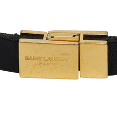 サンローラン オピウム YSLロゴ ブレスレット ブラック ゴールド メッキ レザー レディース SAINT LAURENT 【中古】