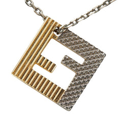 フェンディ FFロゴ スクエア チェーン ペンダント ネックレス ゴールド シルバー メタル レディース FENDI 【中古】