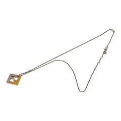 フェンディ FFロゴ スクエア チェーン ペンダント ネックレス ゴールド シルバー メタル レディース FENDI 【中古】