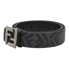 フェンディ ズッカ FFロゴ スクエアバックル リバーシブルベルト 7C0541 ASIW ブラック グレー カーフ メンズ FENDI 【中古】