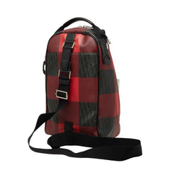 ディオール オム チェック ボディバッグ ショルダーバッグ レッド ブラック PVC レザー レディース DIOR HOMME 【中古】
