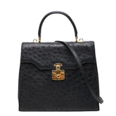グッチ レディロック ハンドバッグ ショルダーバッグ 2WAY 000 01 0192 ブラック オーストリッチ レディース GUCCI 【中古】