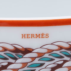 エルメス トレサージュ エケストル マグカップ ホワイト ブラウン 陶器 レディース HERMES 【中古】