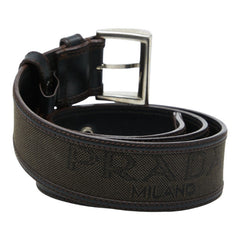 プラダ ロゴベルト ブラウン キャンバス レザー レディース PRADA 【中古】