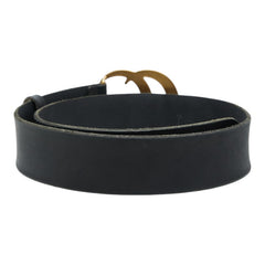 グッチ GGマーモント ロゴ バックルベルト 409416 493949 ブラック ゴールド レザー レディース GUCCI 【中古】