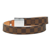 ルイ ヴィトン ダミエ サンチュール キャレ バックルベルト M6803 ブラウン PVC レザー レディース LOUIS VUITTON 【中古】