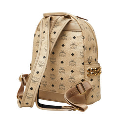 エム シー エム ヴィセトス ロゴグラム スタッズ リュック デイパック バックパック ベージュ PVC レディース MCM 【中古】